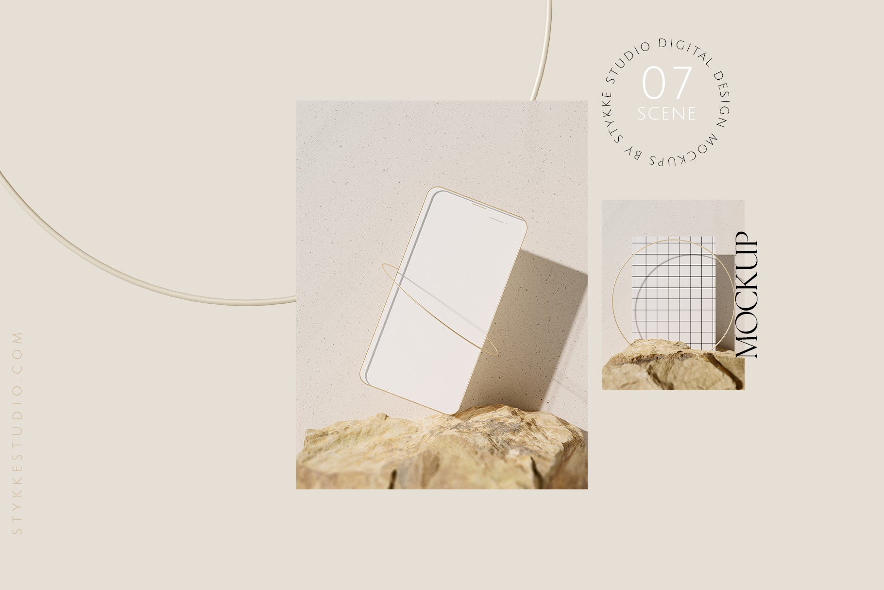 STONA | Neutral Organic Phone & Paper Mockups - Stykke Studio