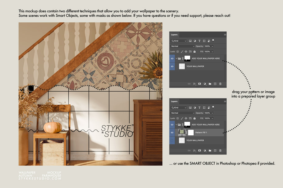 WALLPAPER MOCKUP | Autumn Farmhouse