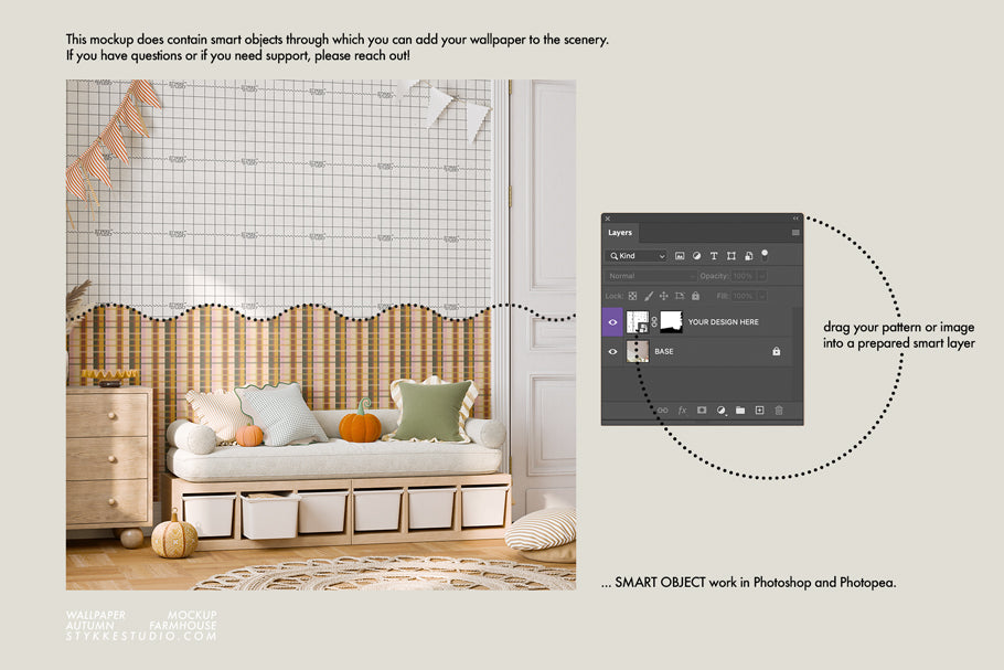 WALLPAPER MOCKUP | Hygge Pumpkin