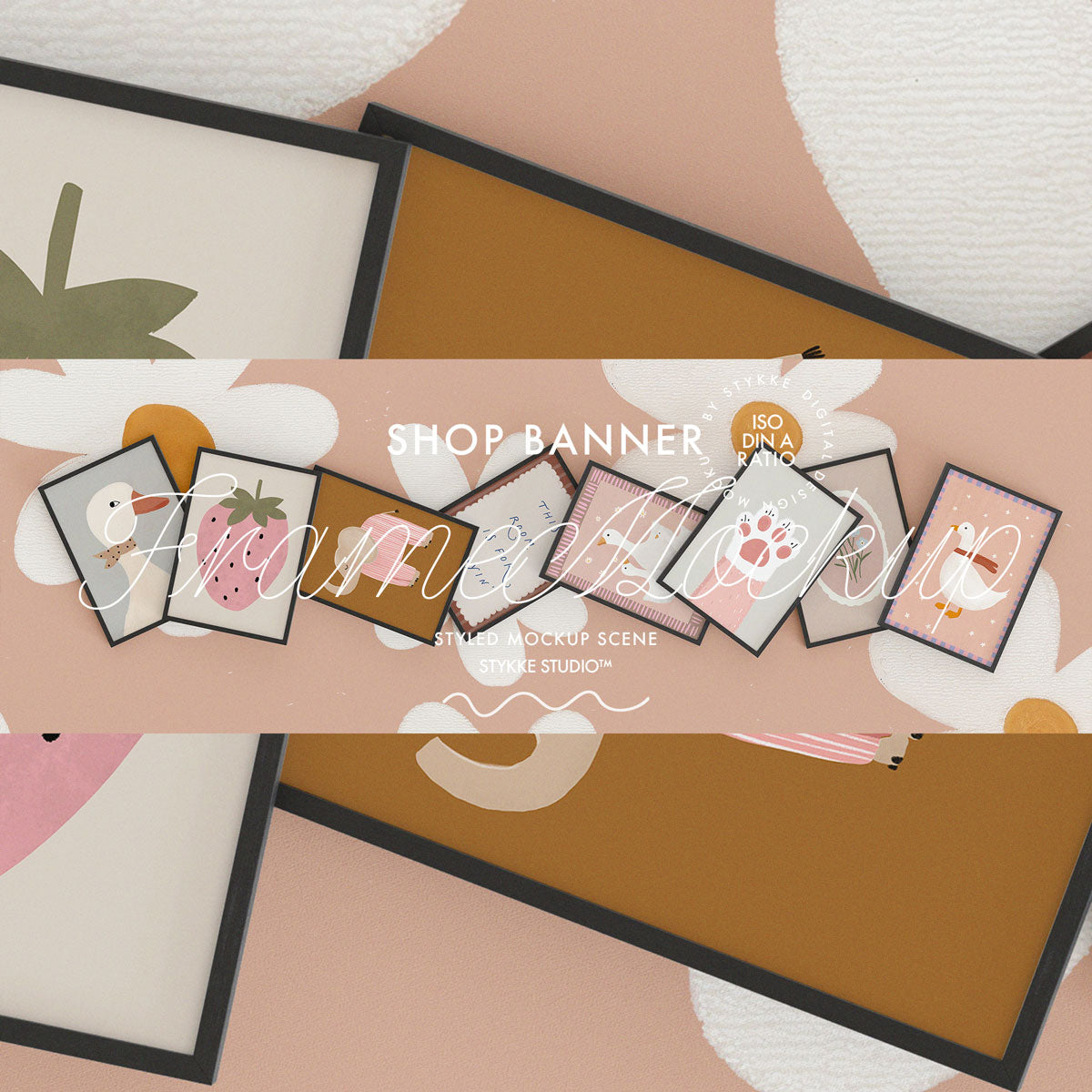 Etsy Shop Banner Black Frame Mockup 09 | for Poster & Art Shops