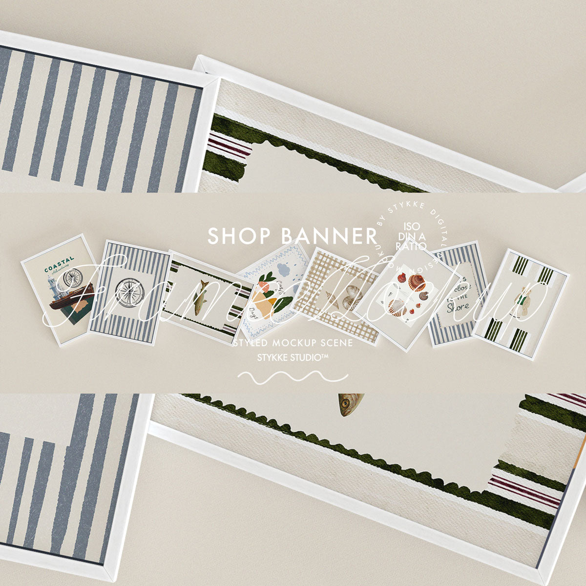 Etsy Shop Banner White Frame Mockup 09 | for Poster & Art Shops