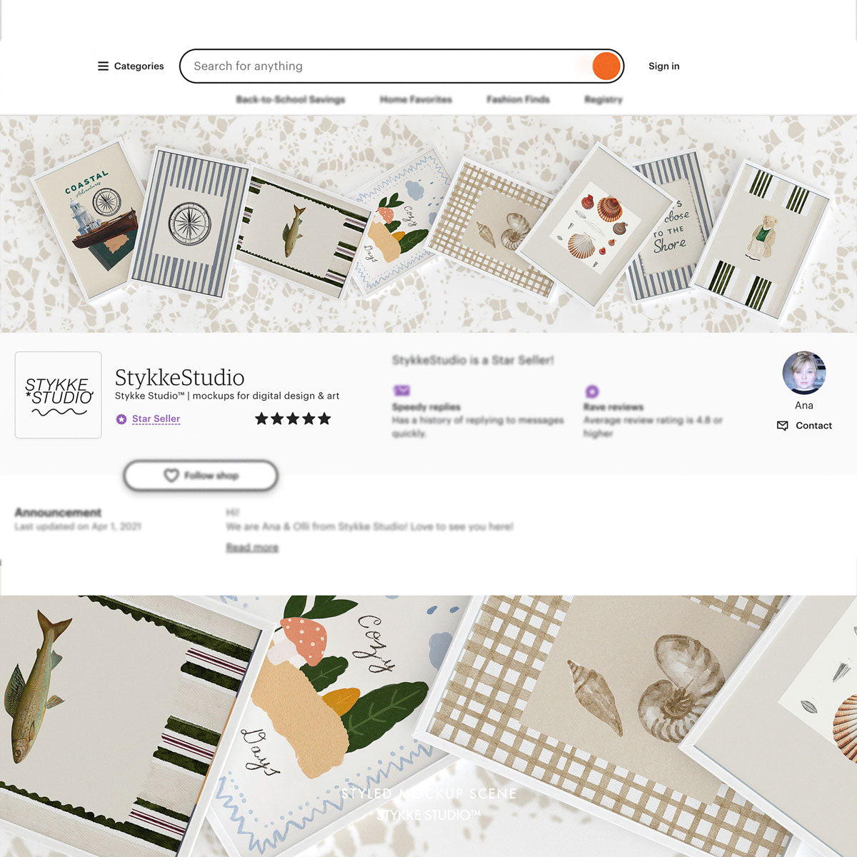 Etsy Shop Banner White Frame Mockup 09 | for Poster & Art Shops