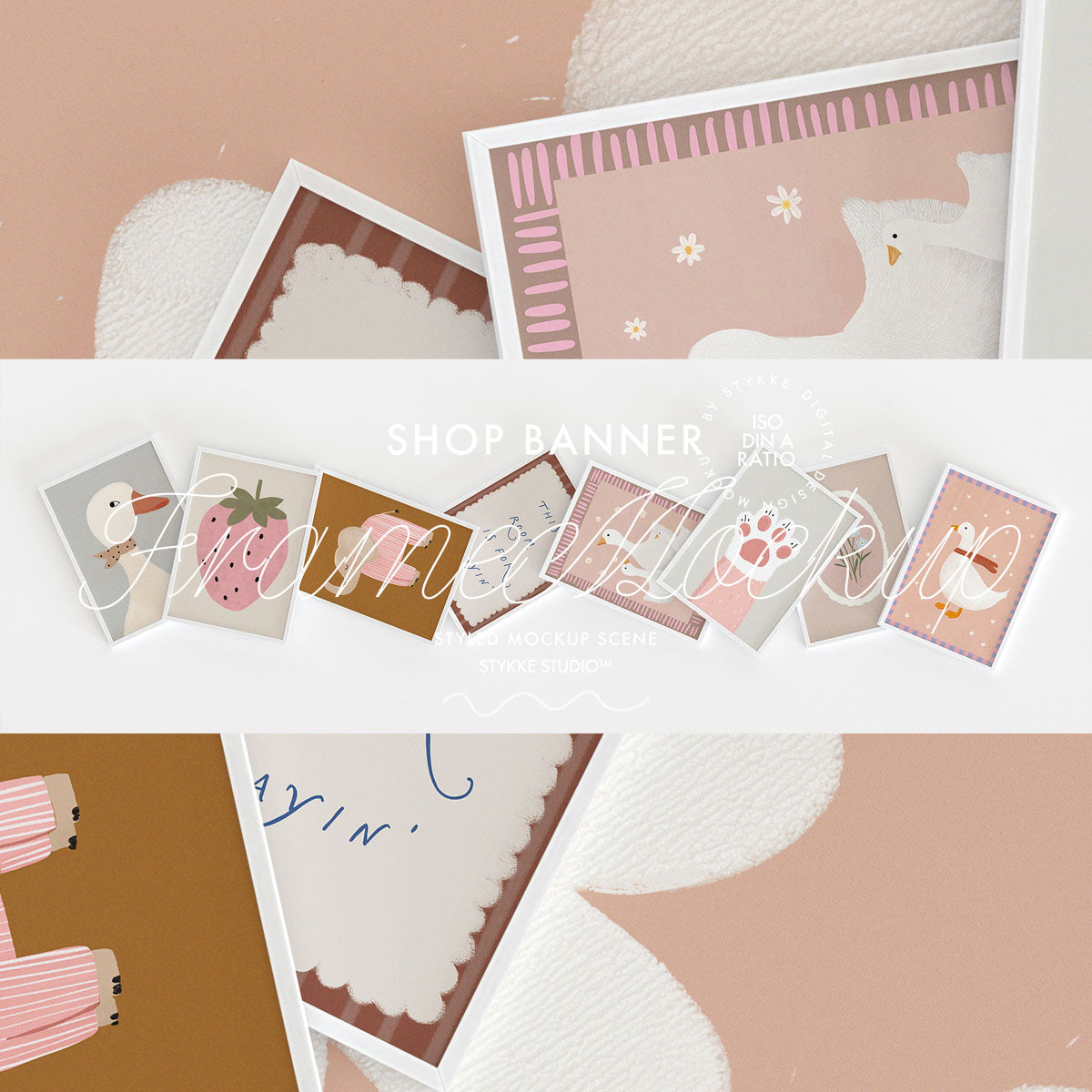 Etsy Shop Banner White Frame Mockup 09 | for Poster & Art Shops