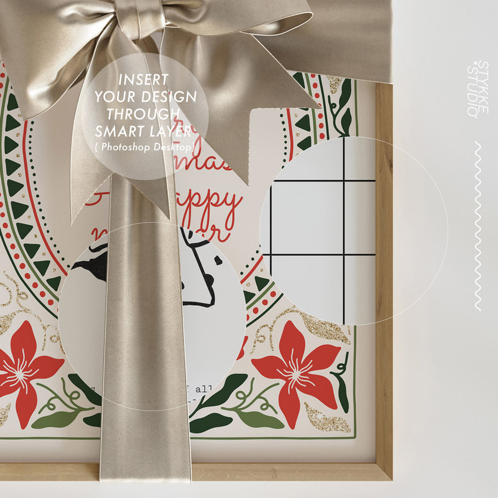 Festive Frame Mockup Gift & Bow | Champagne 1242