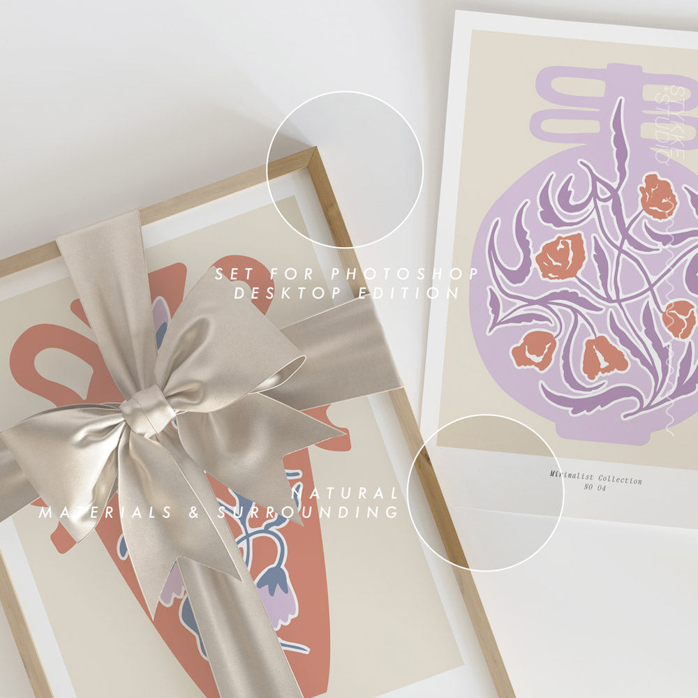 Festive Frame Mockup Gift & Bow | Champagne 1243