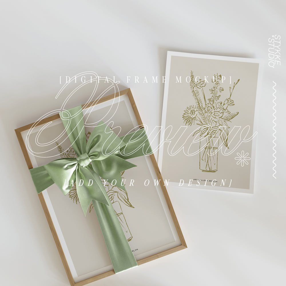 Festive Frame Mockup Gift & Bow | Champagne 1243