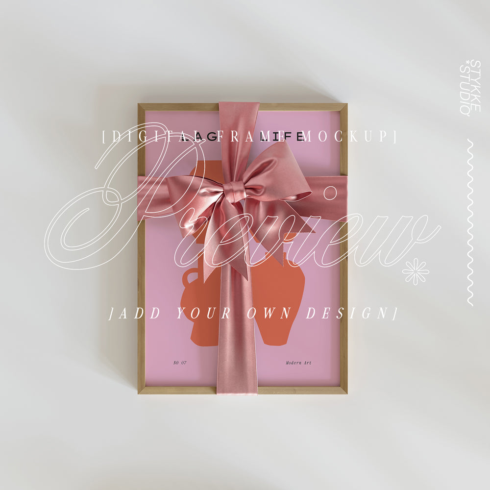 Festive Frame Mockup Gift & Bow | Champagne 1242