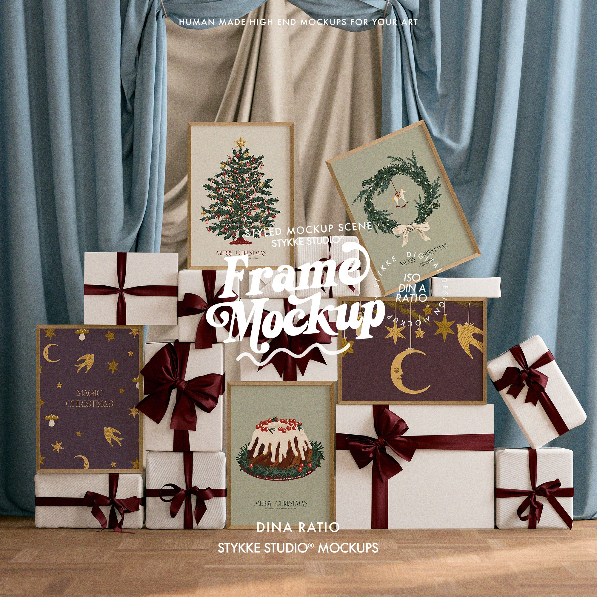 Festive Christmas Boxes | Frame Mockup Freebie