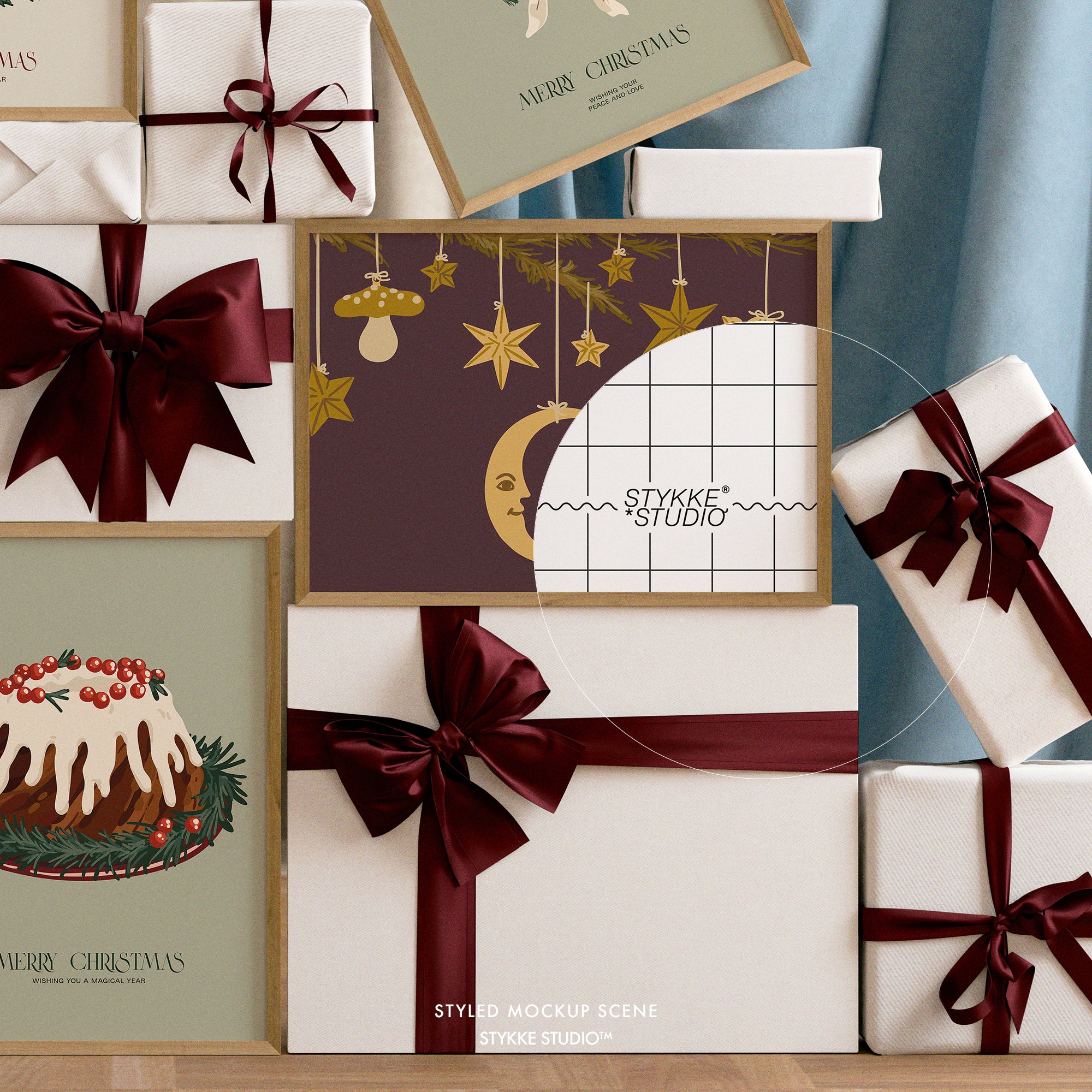 Festive Christmas Boxes | Frame Mockup Freebie