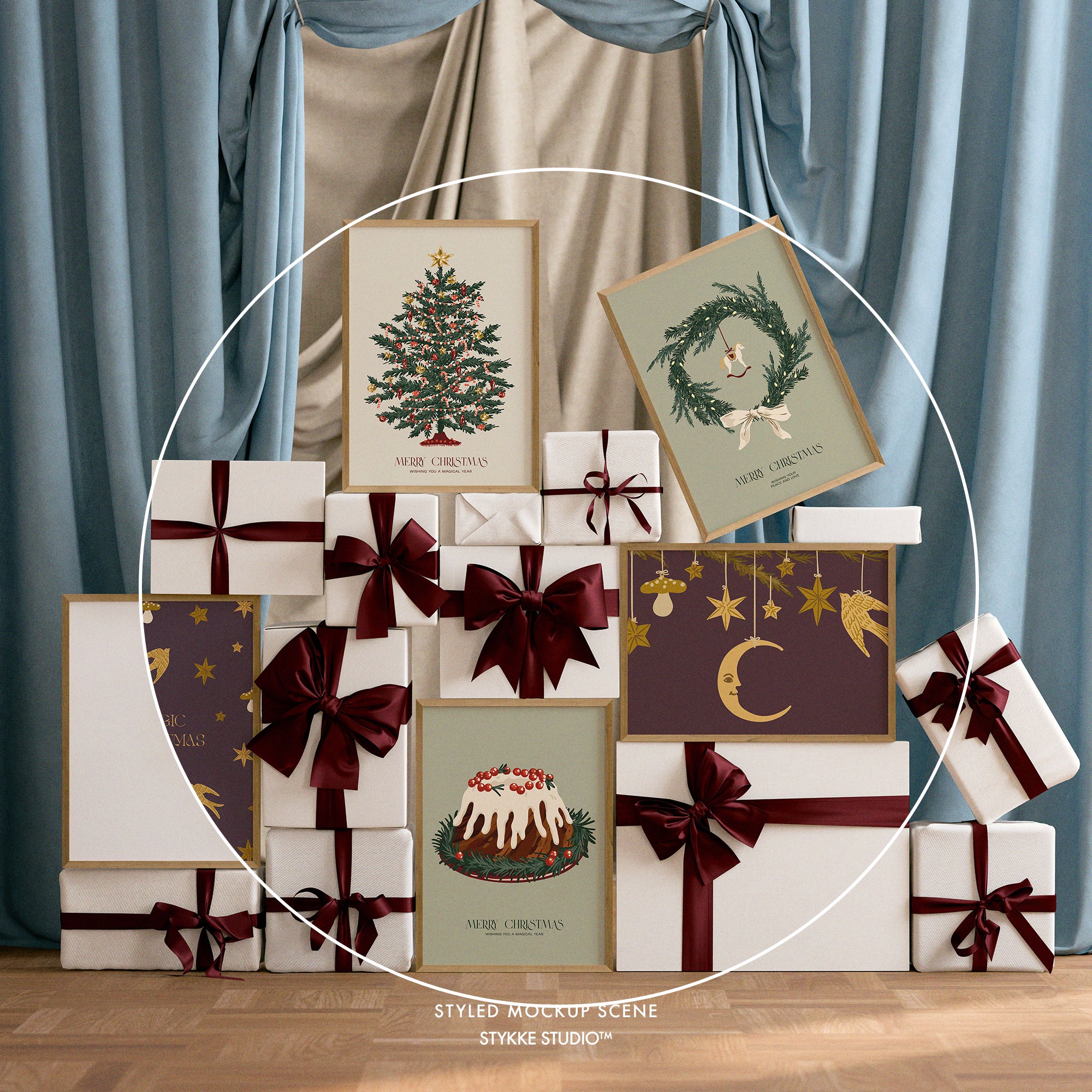Festive Christmas Boxes | Frame Mockup Freebie