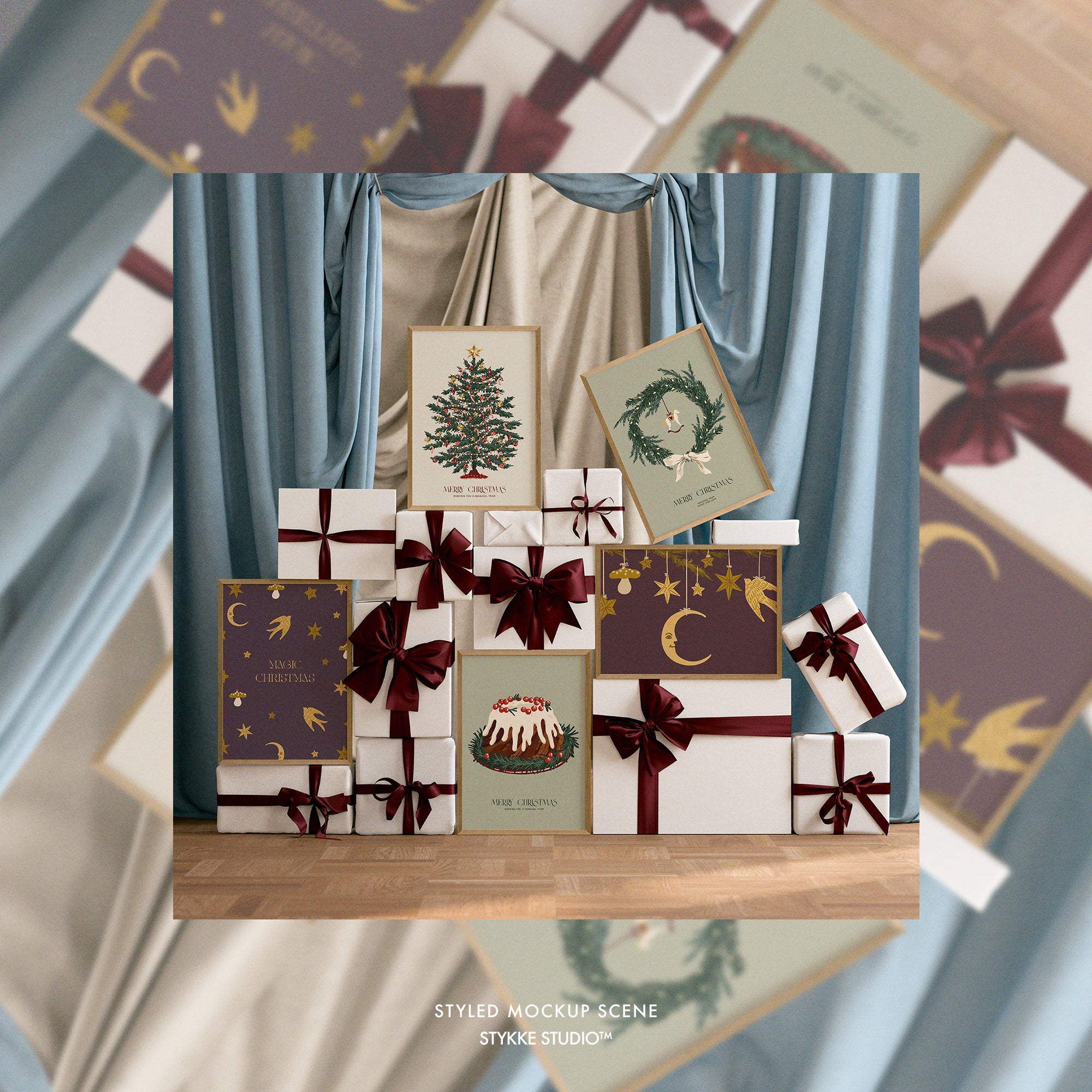 Festive Christmas Boxes | Frame Mockup Freebie