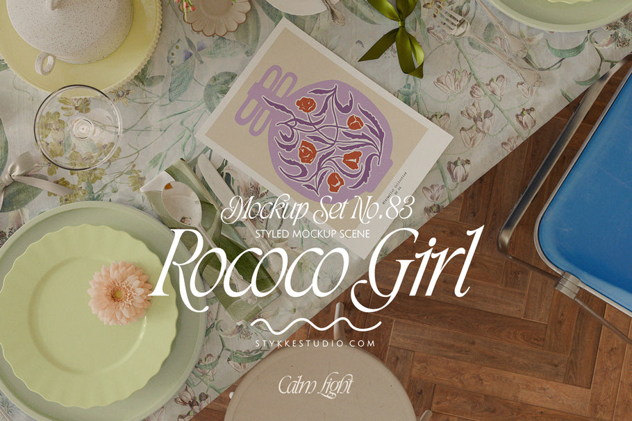 ROCOCO GIRL DINNER  NO. 83 | Poster Mockup Set