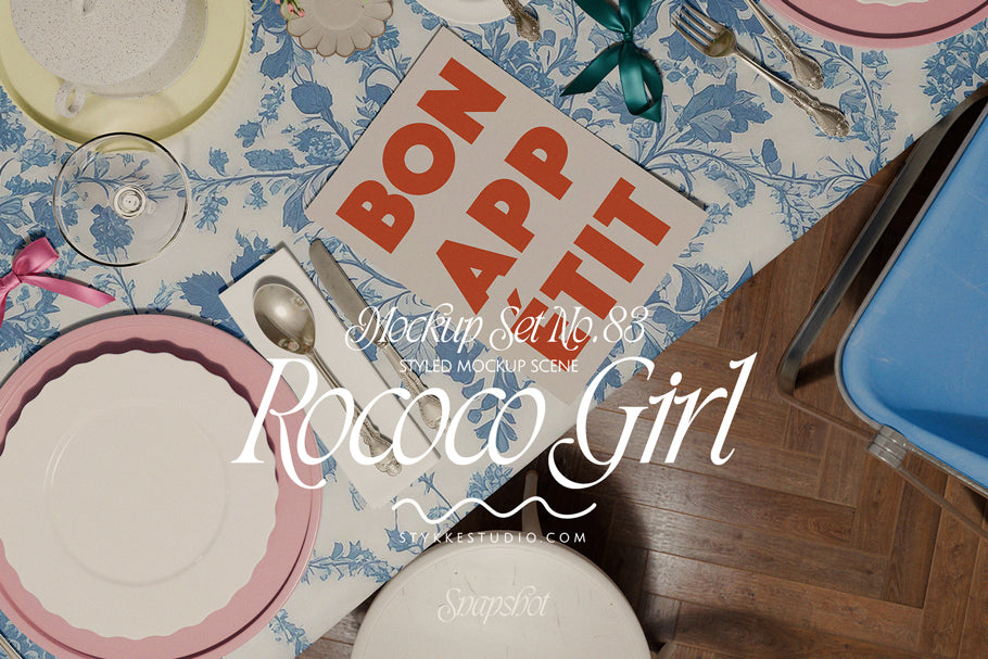 ROCOCO GIRL DINNER  NO. 83 | Poster Mockup Set