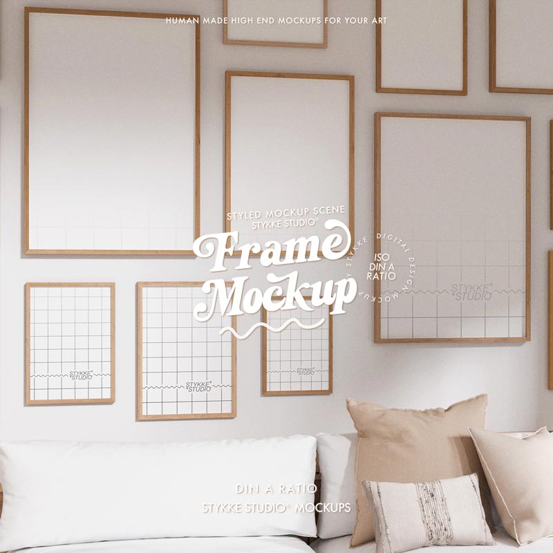 Gallery Wall Frame Mockup | Wooden Seat 2