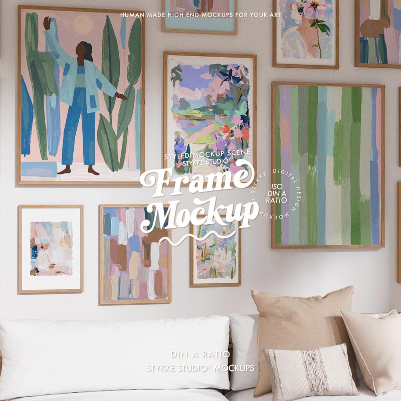Gallery Wall Frame Mockup | Wooden Seat 2