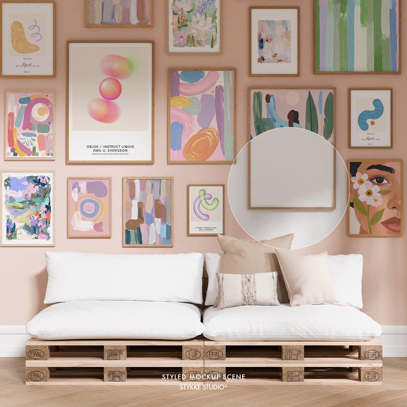 Gallery Wall Frame Mockup | Wooden Seat 1