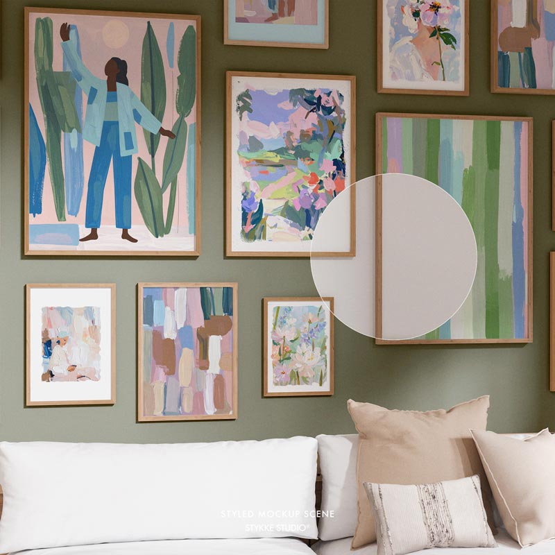 Gallery Wall Frame Mockup | Wooden Seat 2