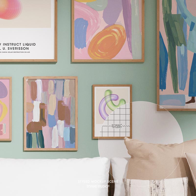 Gallery Wall Frame Mockup | Wooden Seat 1