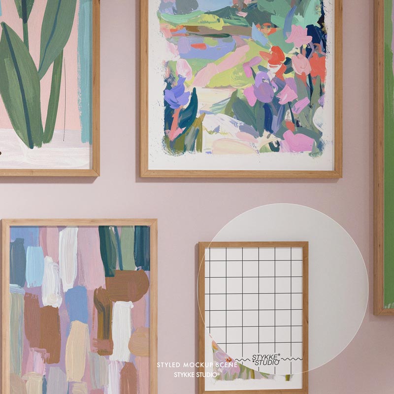 Gallery Wall Frame Mockup | Wooden Seat 2