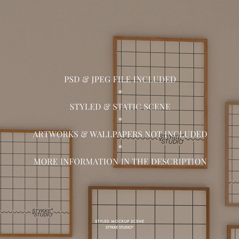 Gallery Wall Frame Mockup | Wooden 2