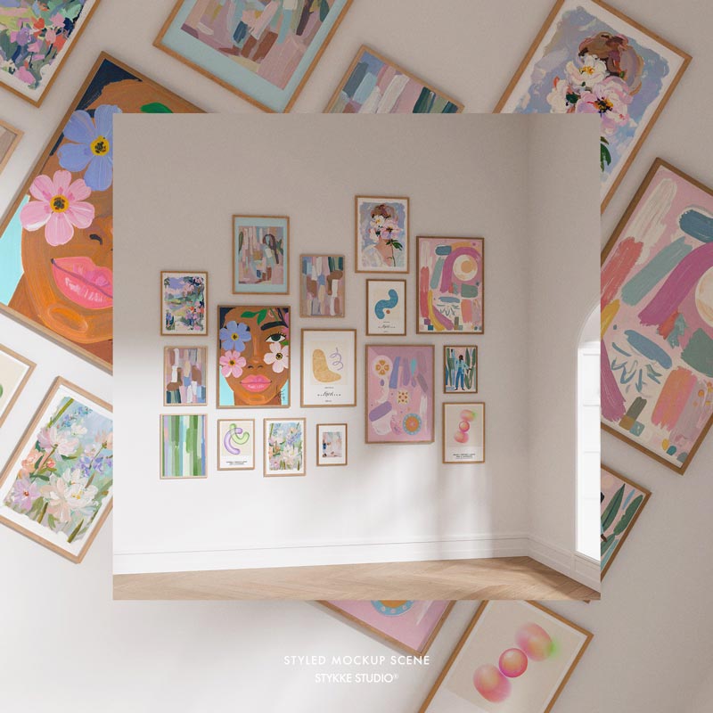 Gallery Wall Frame Mockup | Wooden 2