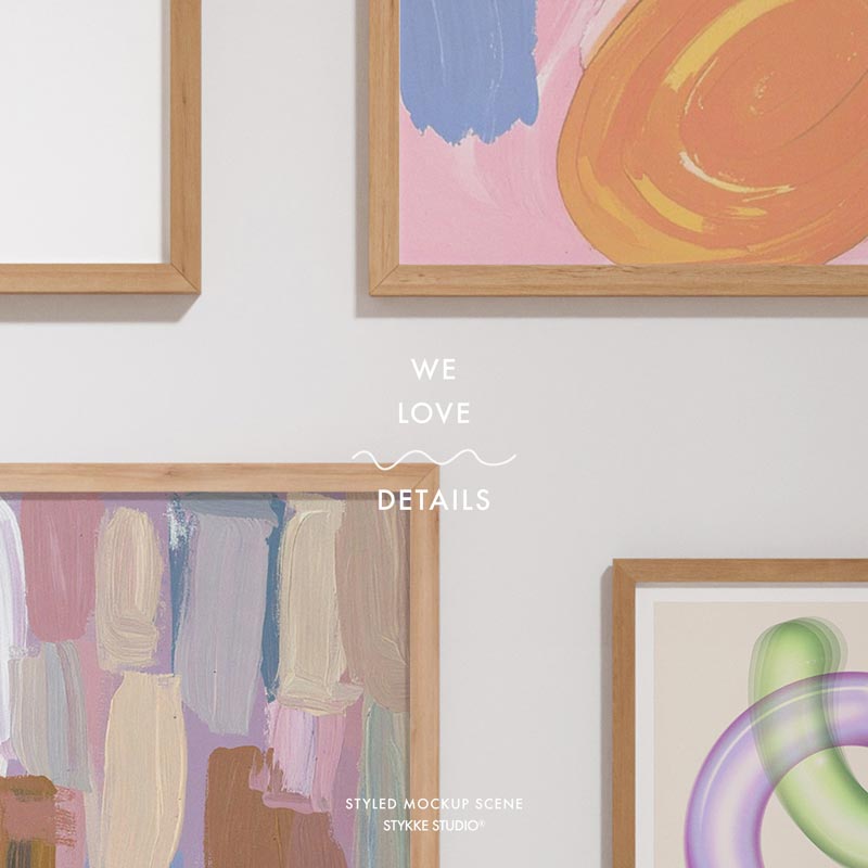 Gallery Wall Frame Mockup | Wooden Seat 1