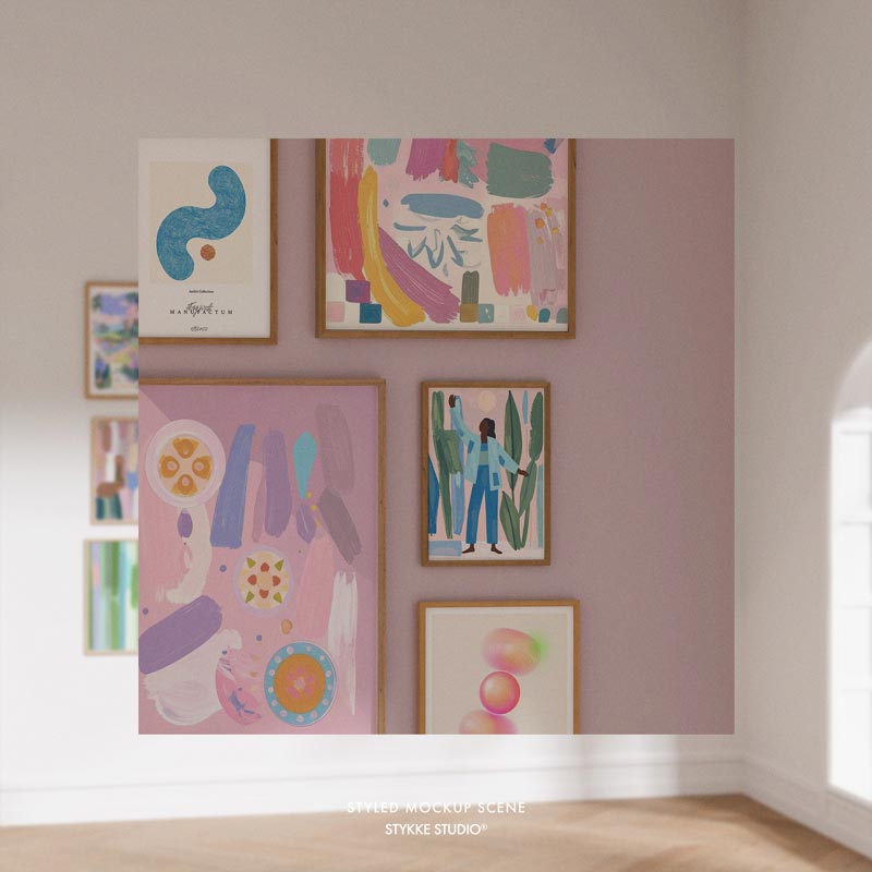 Gallery Wall Frame Mockup | Wooden 2