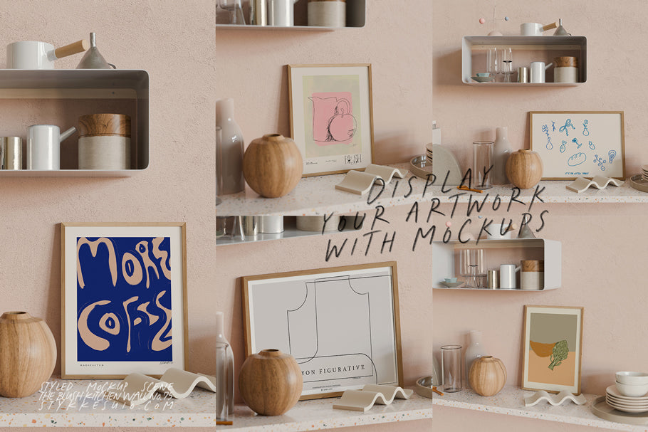 The Blush Kitchen Wall NO. 75 | Frame Mockup Set