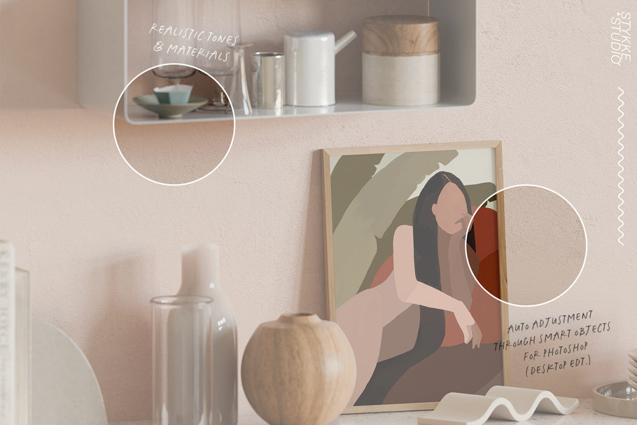 The Blush Kitchen Wall NO. 75 | Frame Mockup Set