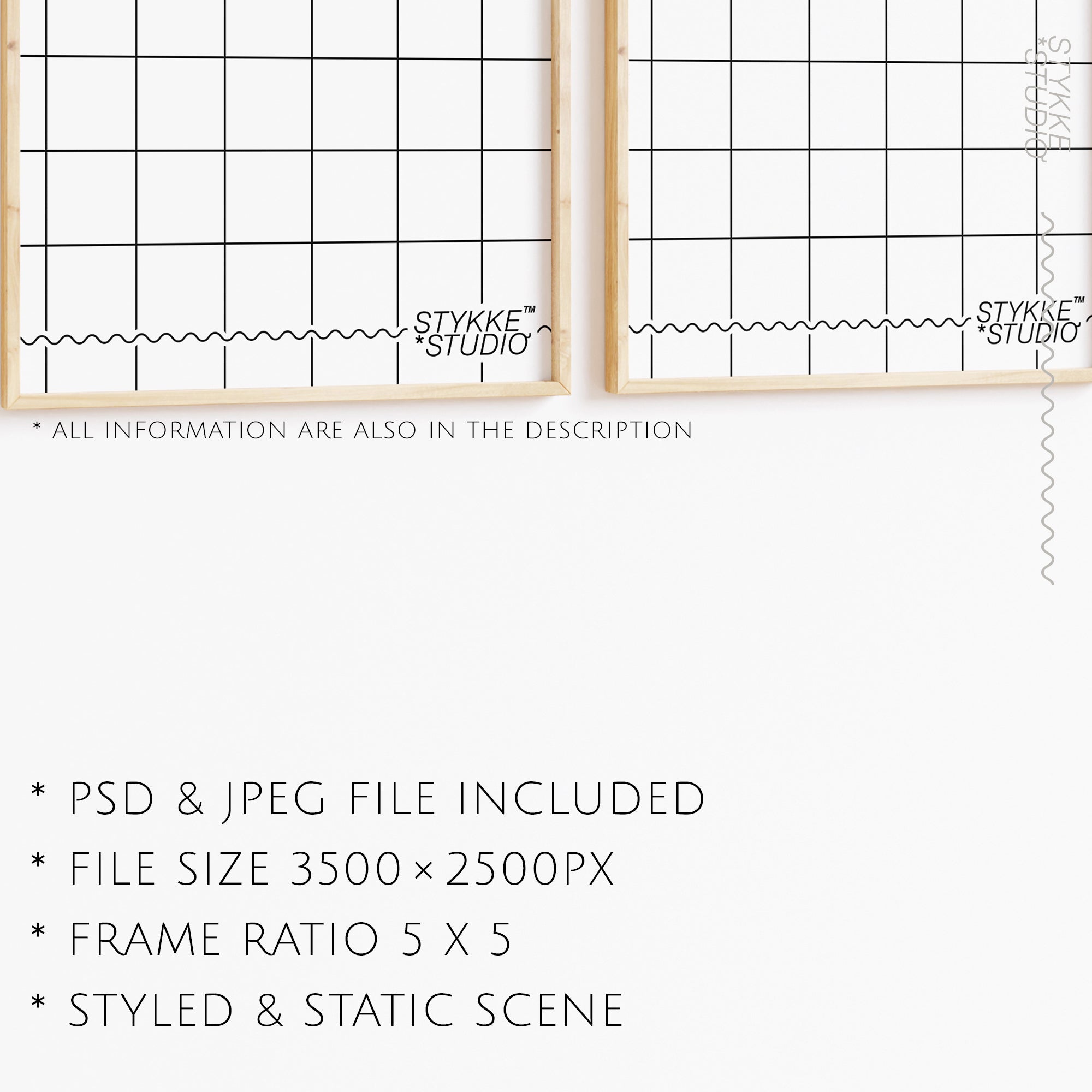 Square Wood 05 | 3 Frame Single Mockup
