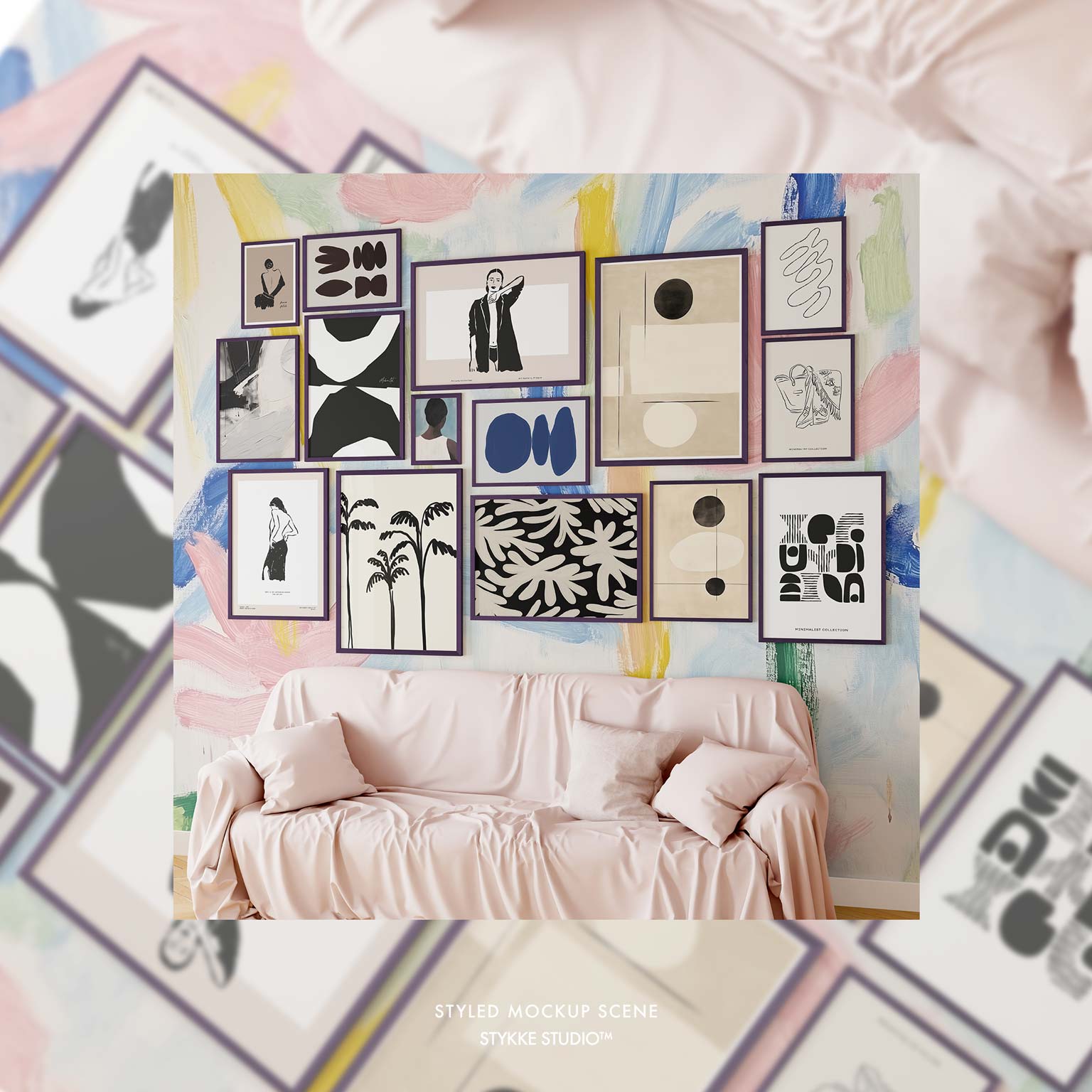 Gallery Wall Frame Mockup | Linen Cover 2