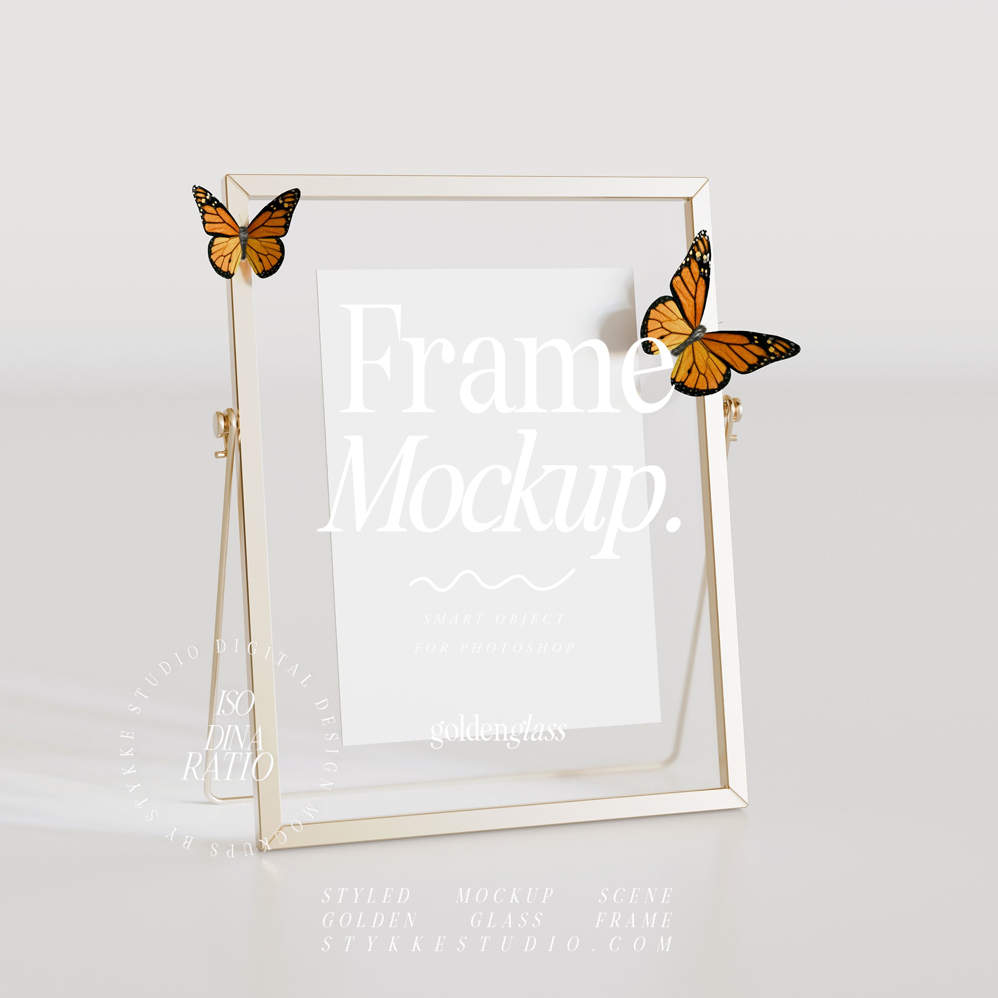 Framed Card Mockup | Gold & Glass Mockup 02