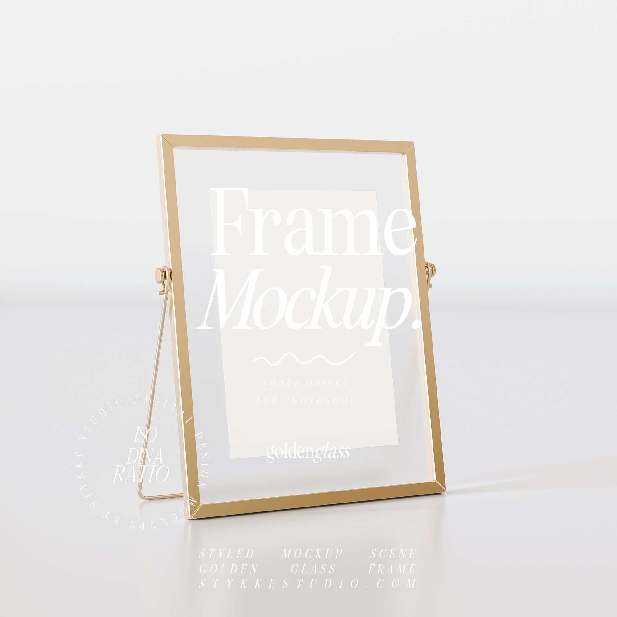 Framed Card Mockup | Gold & Glass Mockup 01