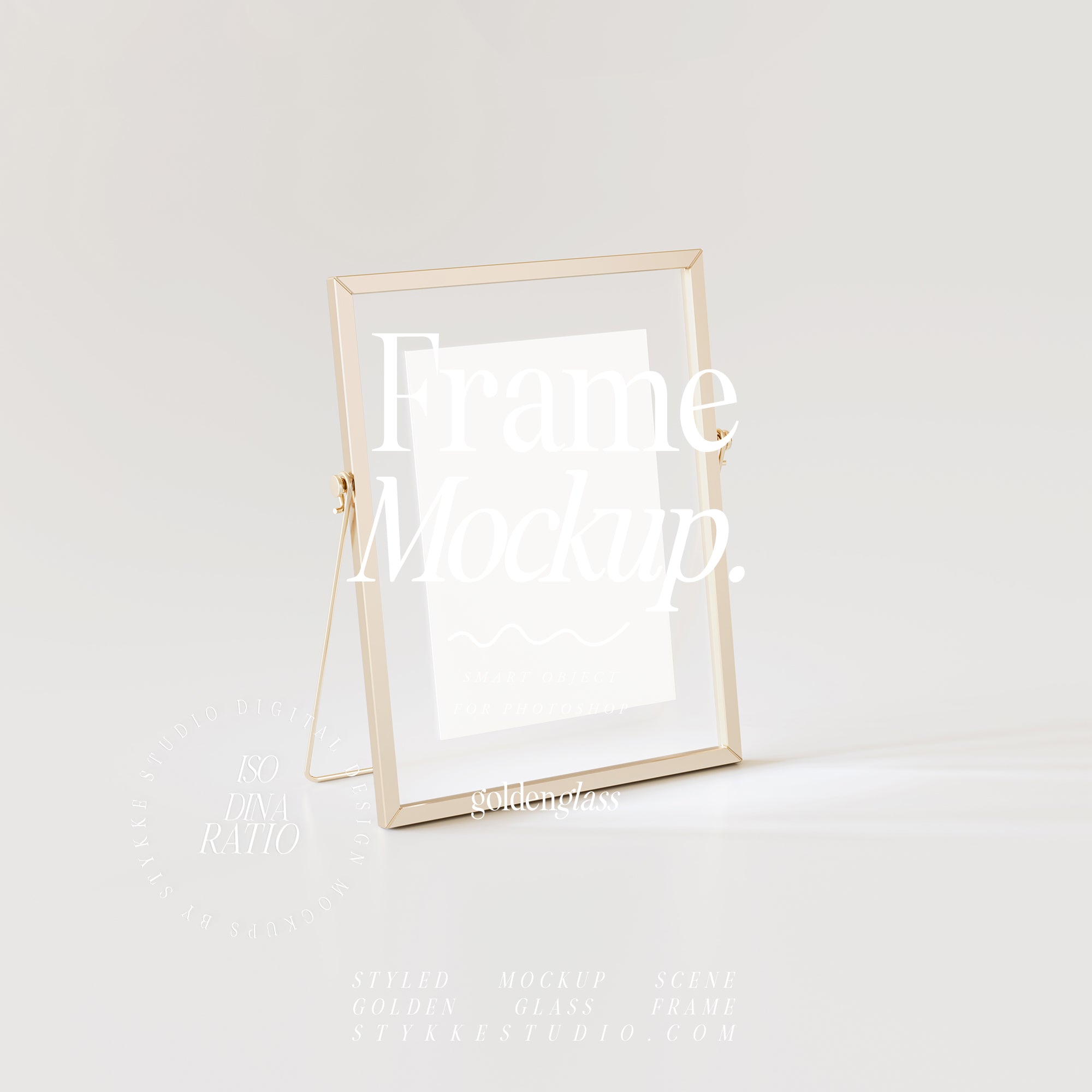 Framed Card Mockup | Gold & Glass Mockup 05