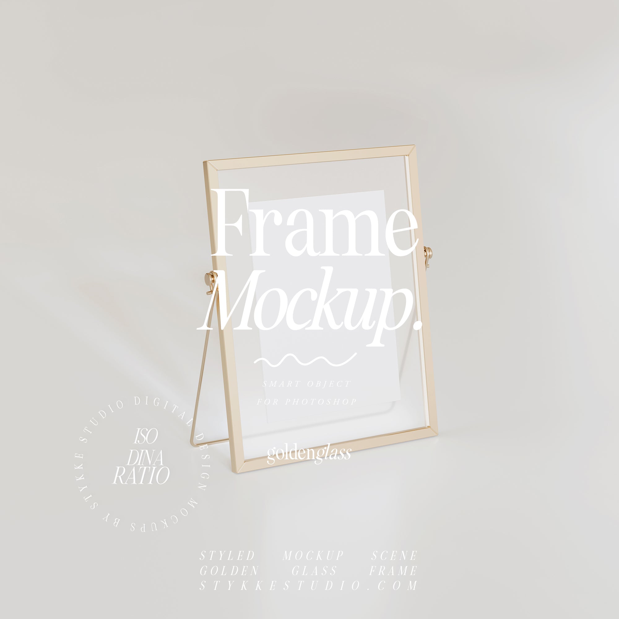 Framed Card Mockup | Gold & Glass Mockup 04