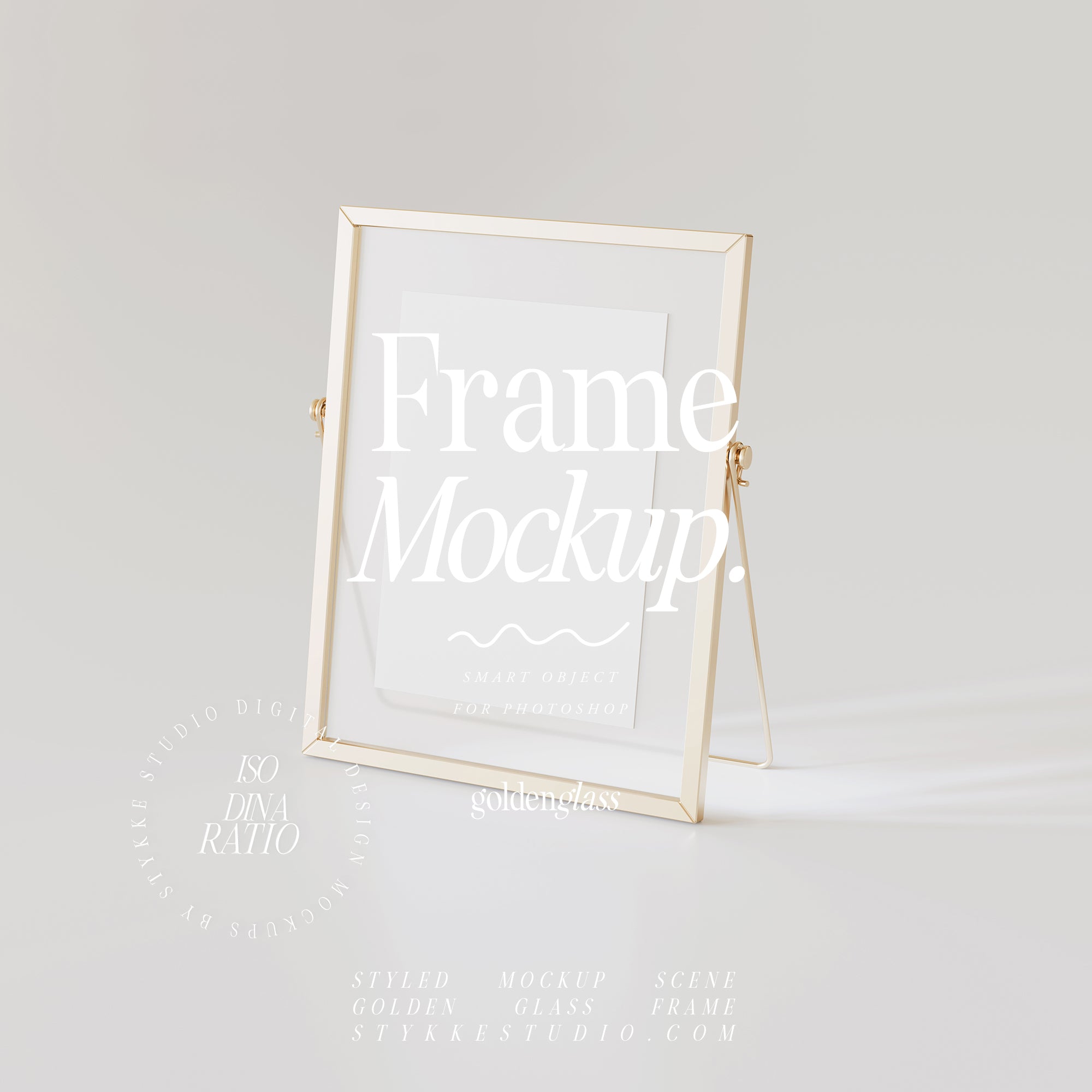 Framed Card Mockup | Gold & Glass Mockup 06