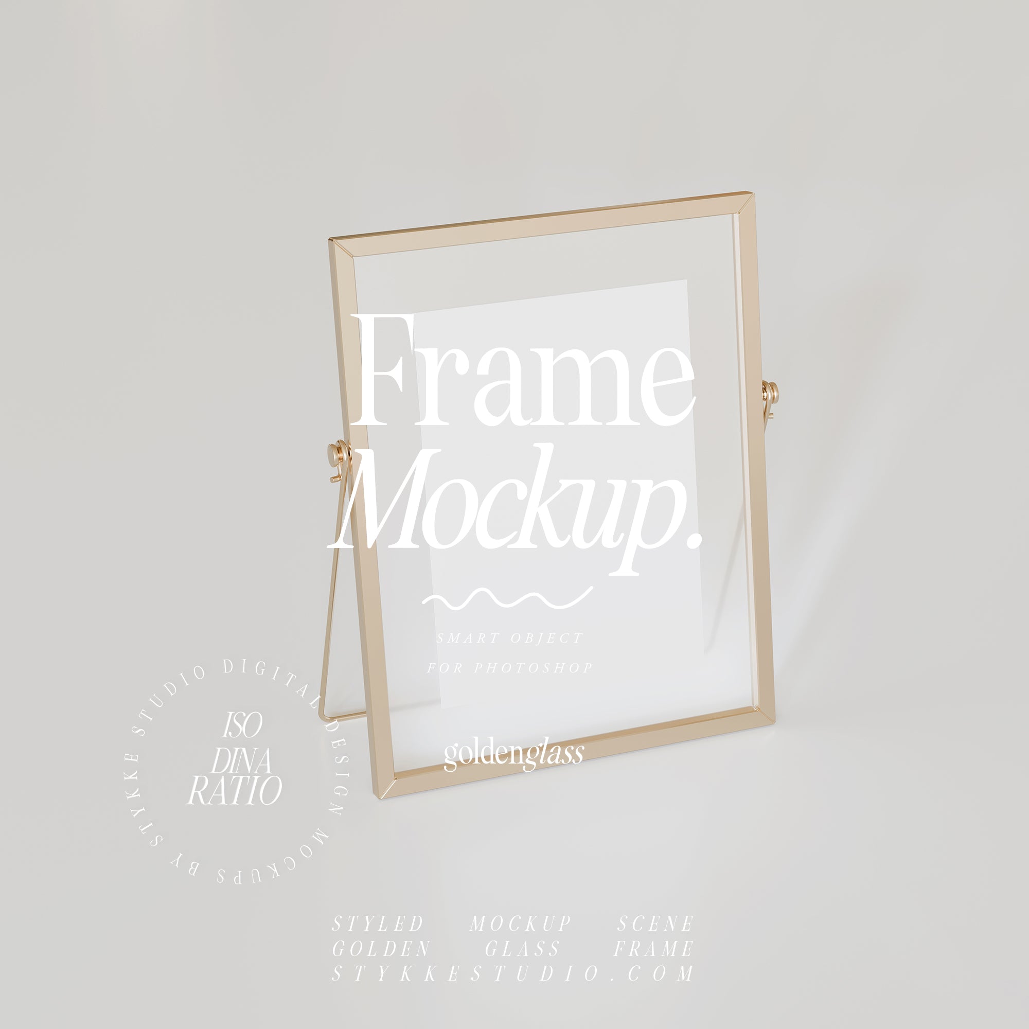 Framed Card Mockup | Gold & Glass Mockup 03