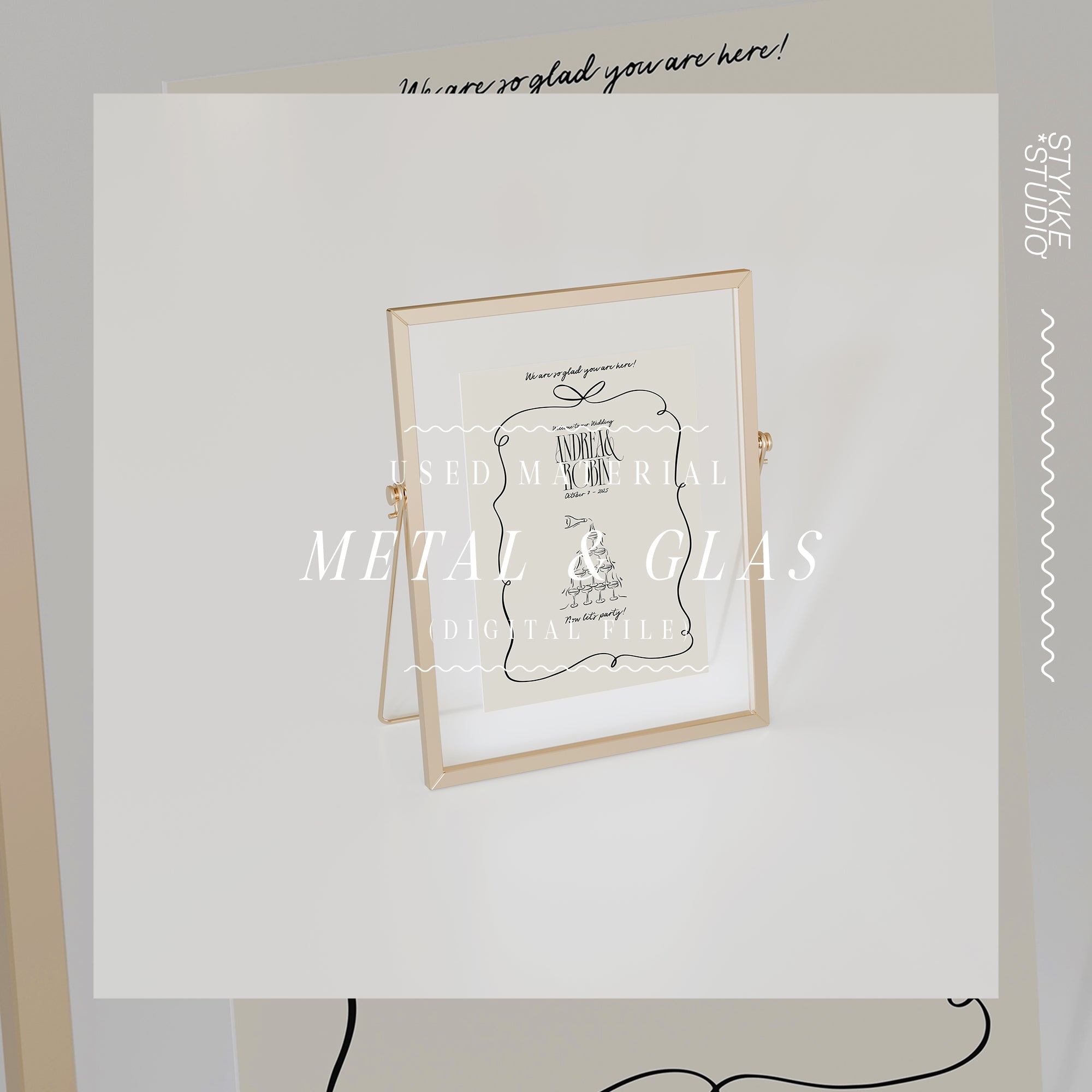 Framed Card Mockup | Gold & Glass Mockup 03