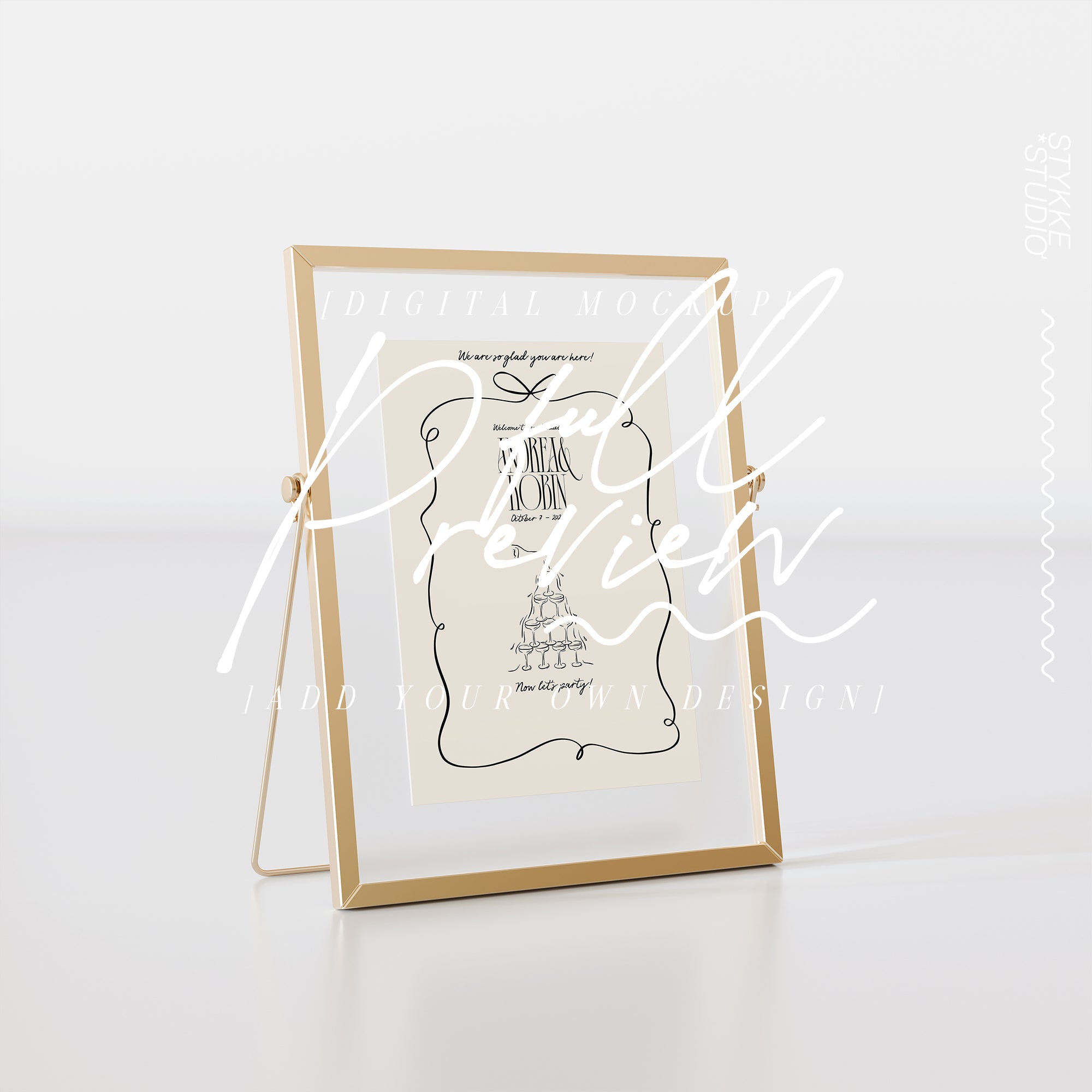 Framed Card Mockup | Gold & Glass Mockup 01