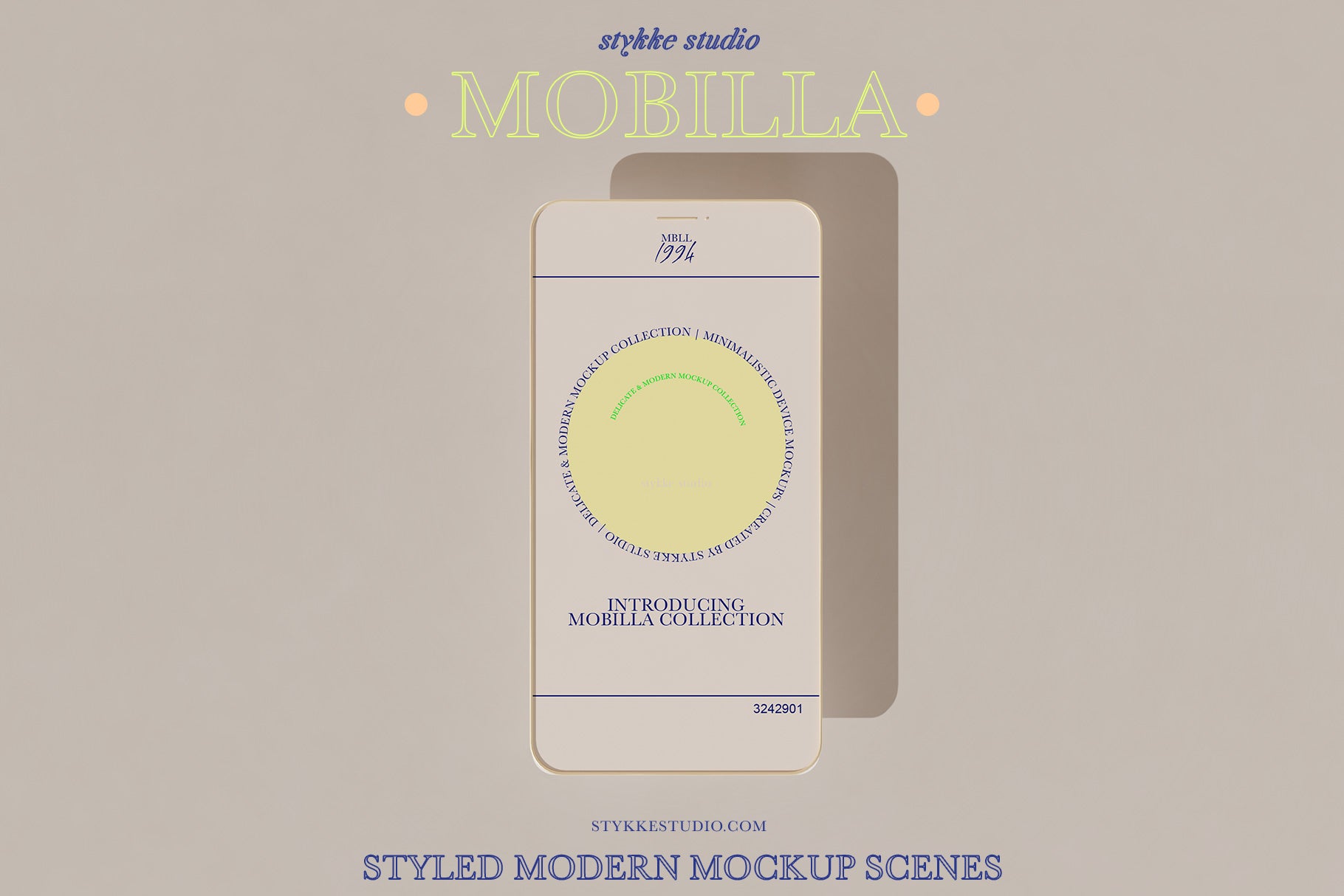 MOBILLA | Minimalistic & Modern Phone Mockup - Stykke Studio