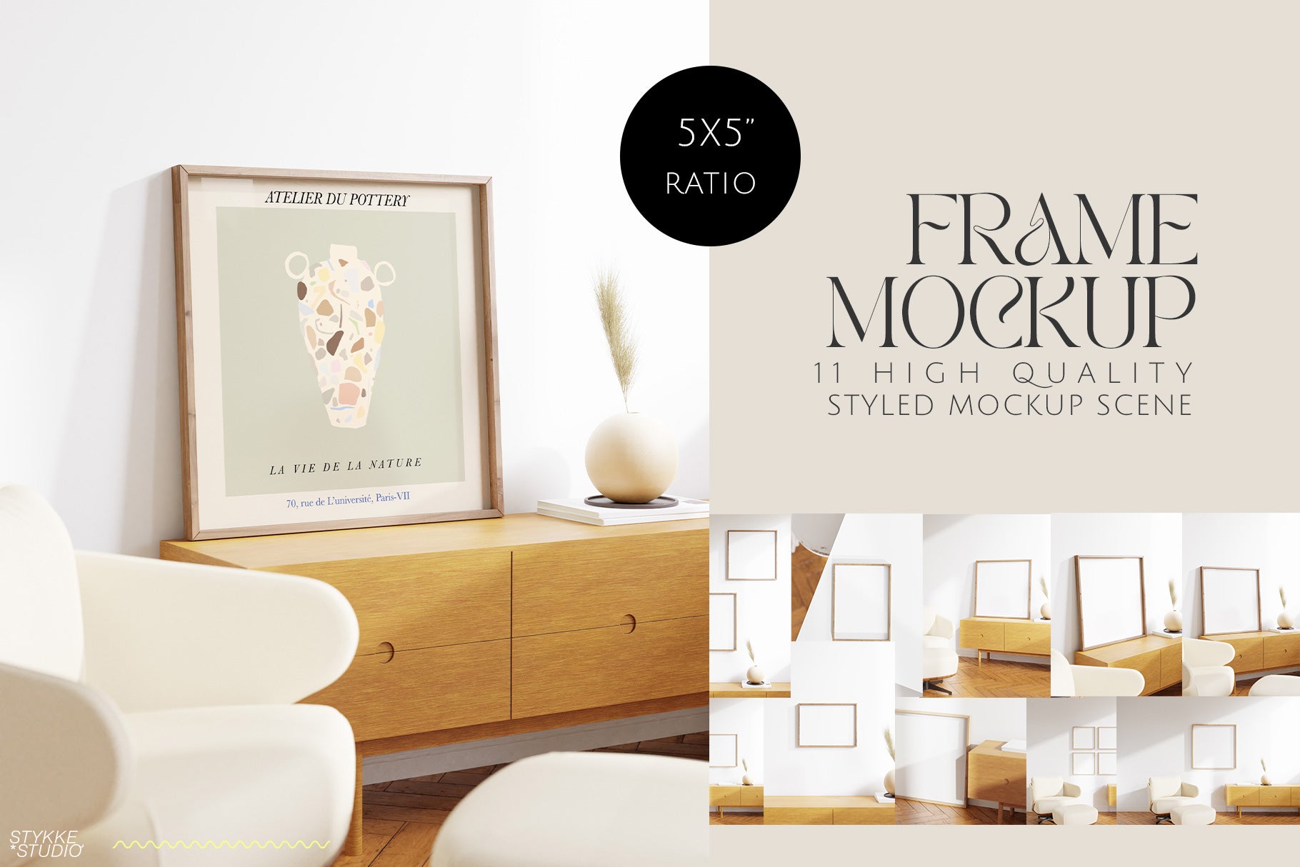SCANDI | White Wood Frame Mockups - Stykke Studio