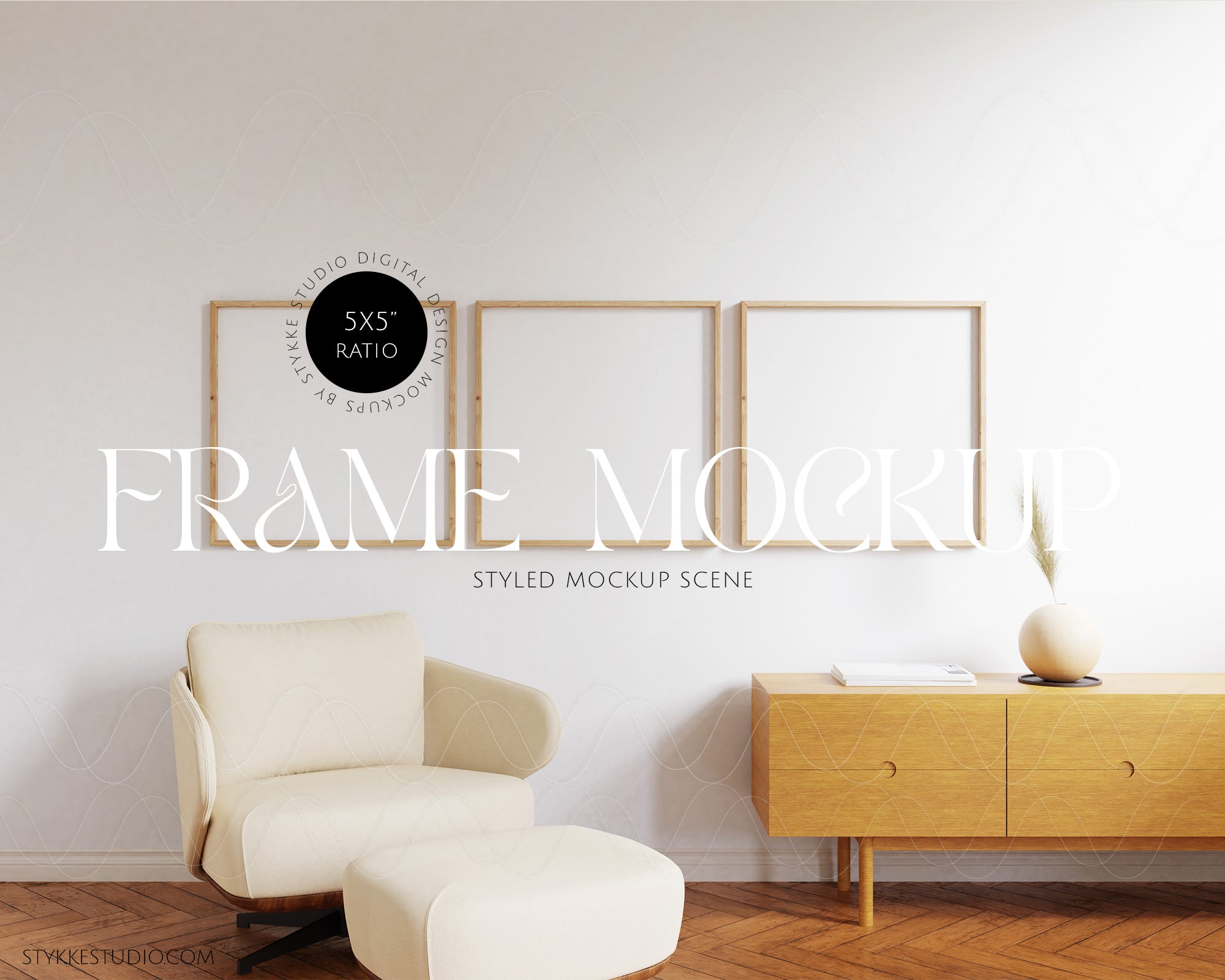 Wood White 01 | 3 Frame Single Mockup