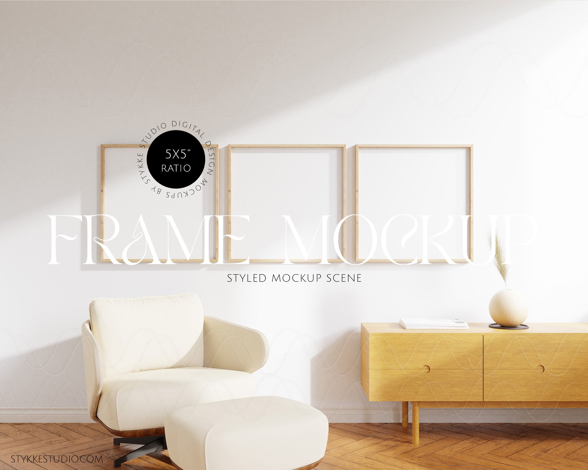 Wood White 04 | 3 Frame Single Mockup
