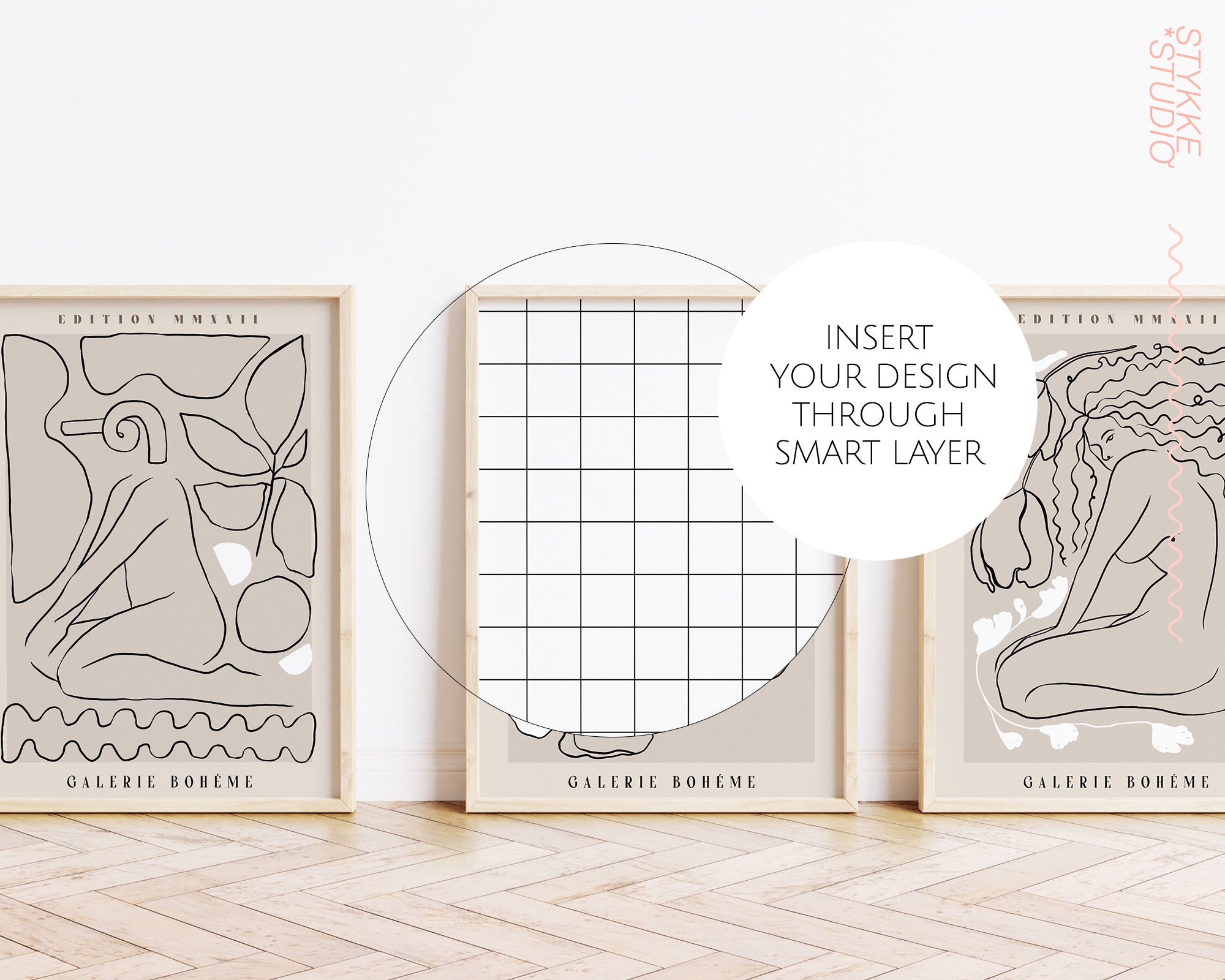 Natural Wood 18 | 3 Frame Single Mockup